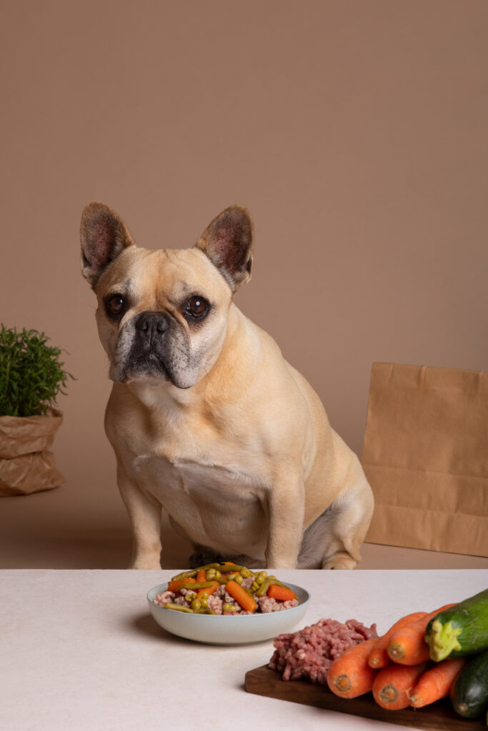 What protocols should be in place for the storage and handling of ingredients susceptible to contamination, such as raw vegetables or fruits, in pet food